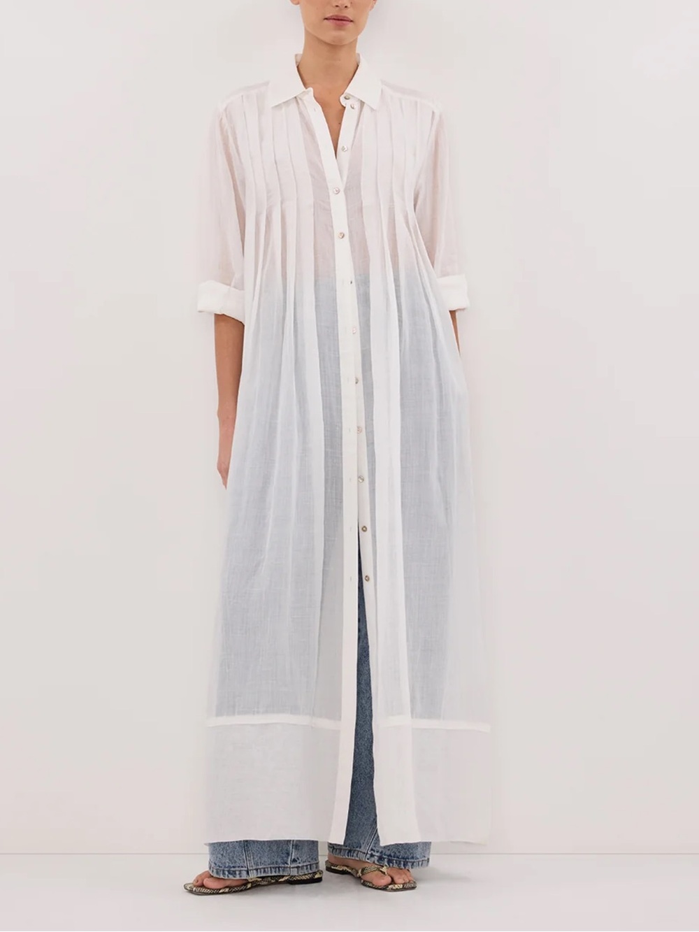 DISSH White Dress Carmel White Ramie Shirt Maxi Dress Linen Cotton Lined BNWT